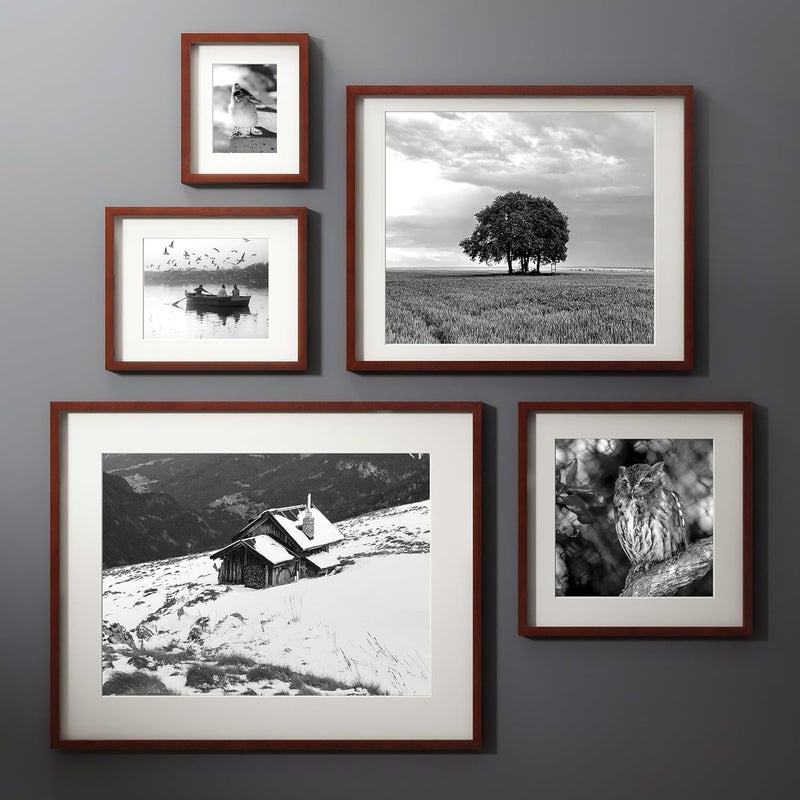 Venusmiles إطار صور 12x16 بوصة، خشب ماهوغاني طبيعي من الولايات المتحدة، إطار صور مجمّع مع زجاج مقسّى عالي الوضوح، إطار خشبي بسيط حديث 12x16 مع حافة داخلية مقاس 8.5x11، تعليق عمودي وأفقي على الحائط - Image 2