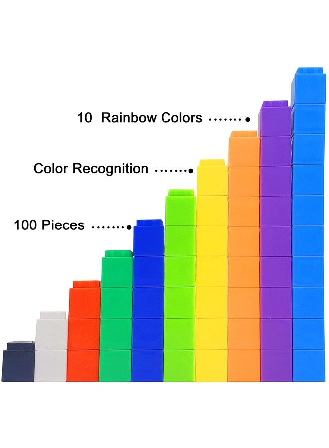 أدوات تعليمية للرياضيات، مكعبات عد، مكعبات أرقام تعليمية، ألعاب صفية، مواد تعليمية لرياض الأطفال، لوازم التعليم المنزلي، مجموعة من 100 مكعب رياضي للأطفال من سن 3 سنوات فما فوق - Image 3