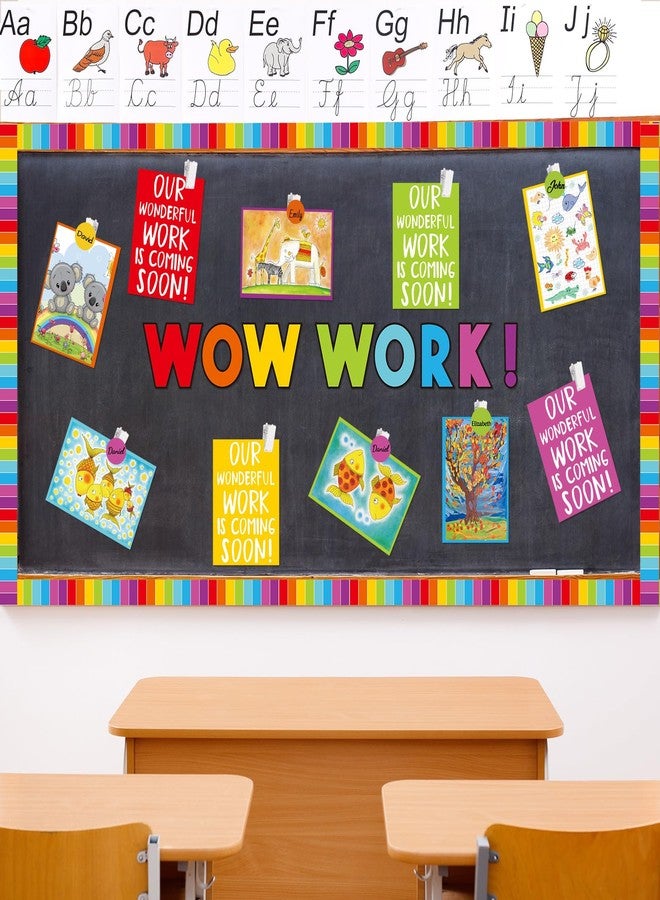 Mooliwe 139 Pcs Student Work Display Bulletin Board Decoration Set Colorful Wow Works Cutouts with Clips Names Display Classroom Wall Decor for Teachers Back to School Supplies(Rainbow,Classic) - Image 5