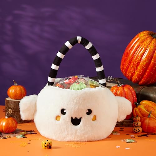 Ouksma Halloween Plush Treat Basket, Halloween Candy Basket, Trick-or-Treat Bag(White Ghost) - Image 4