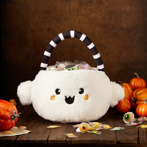 Ouksma Halloween Plush Treat Basket, Halloween Candy Basket, Trick-or-Treat Bag(White Ghost) - Image 3