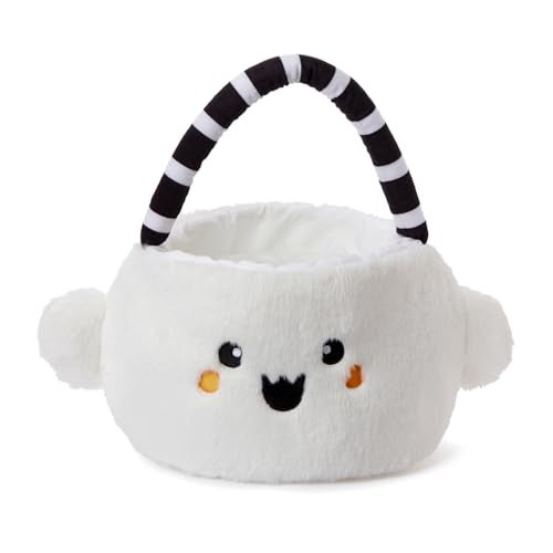 Ouksma Halloween Plush Treat Basket, Halloween Candy Basket, Trick-or-Treat Bag(White Ghost) - Image 5