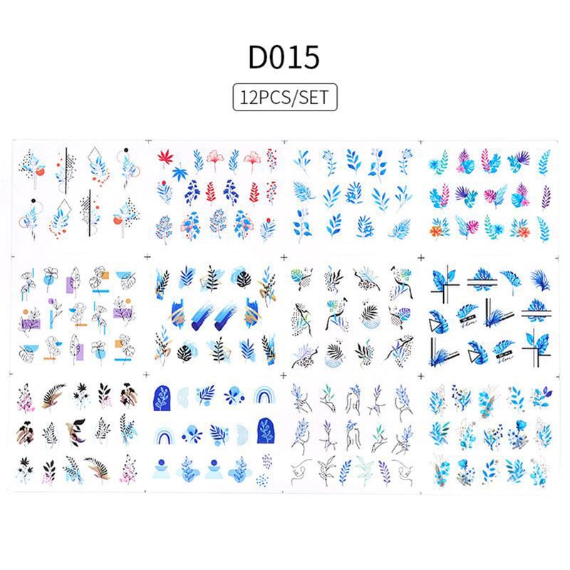 12Pcs/Set Nail Stickers Manicure Stencil Stickers Nail Art Stickers Adhesive Foils DIY Decoration - Image 5