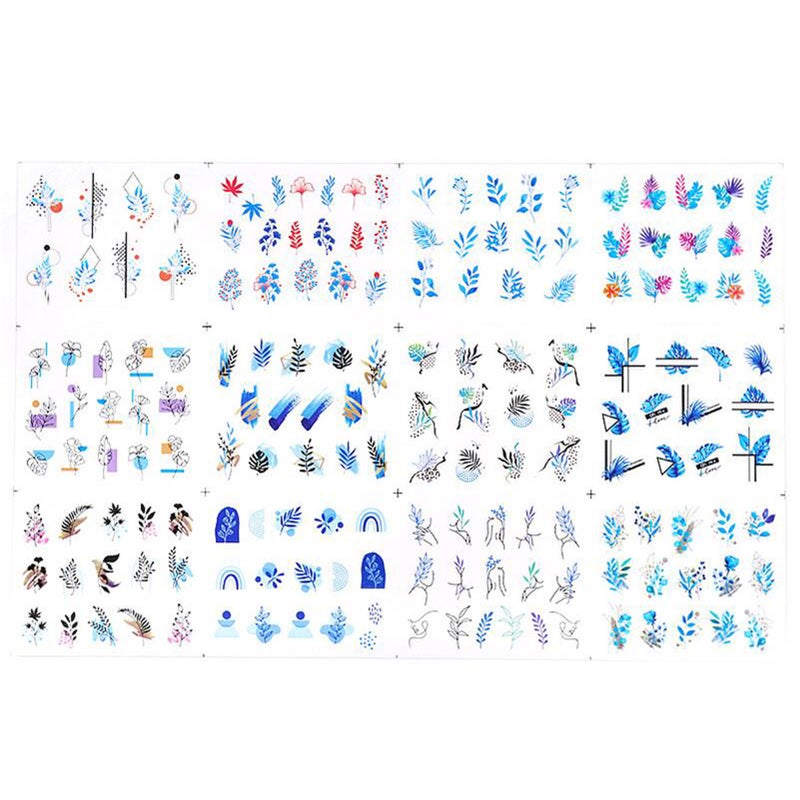 12Pcs/Set Nail Stickers Manicure Stencil Stickers Nail Art Stickers Adhesive Foils DIY Decoration - Image 1