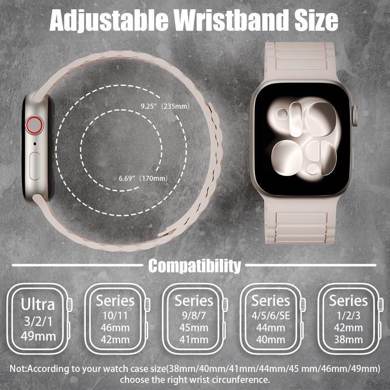 Arctime Silicone Magnetic Band Compatible with Apple Watch for 38mm 40mm 41mm 42mm 44mm 45mm 46mm 49mm, Sport Strap Soft Replacement Wristband for iWatch Ultra 3 2 1 Series 11 10 9 SE 8 7 6 5 4 - Image 3