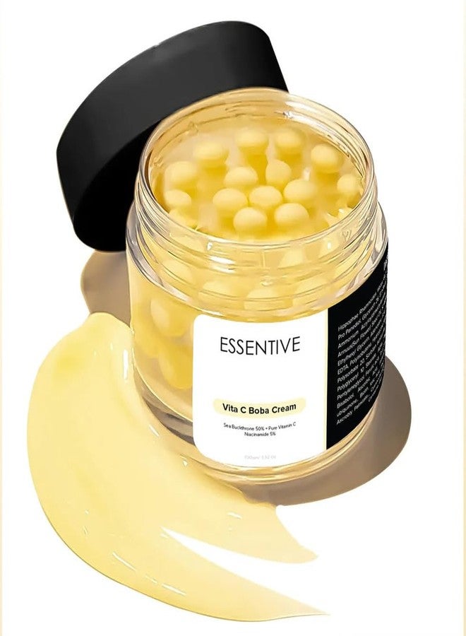 ESSENTIVE Deep Vitamin C Golden Capsule | Korean Boba Cream with Sea Buckthorn, Ninacinamide & Vitamin E | Face Moisturizer for Hydration, Brightening & Anti-Aging | Korean Skin Care (100g) - Image 1