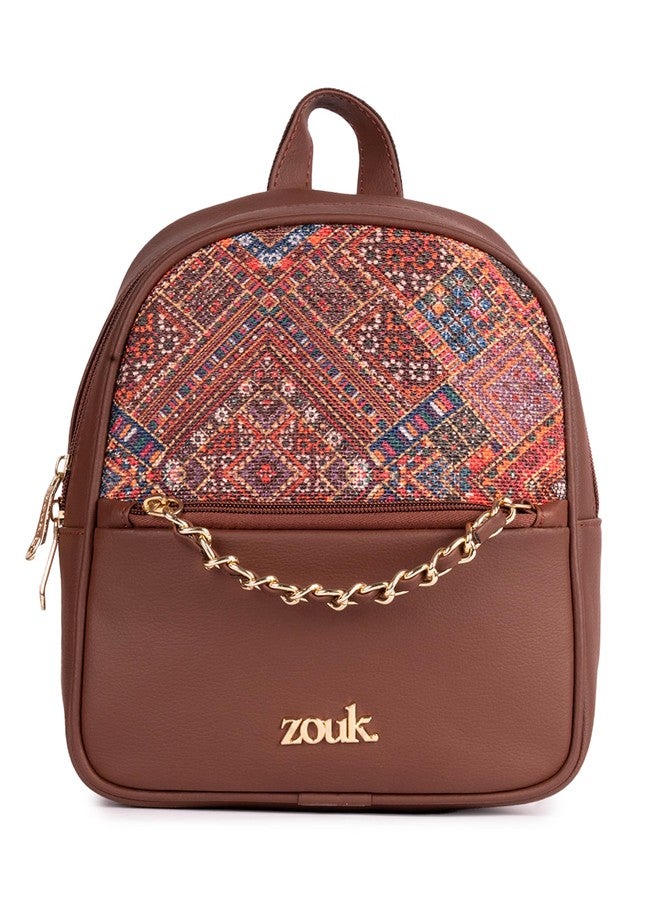 ZOUK حقيبة ظهر صغيرة من زوك مايرا | حقيبة ظهر أنيقة من الجلد النباتي للنساء ببطانة مقاومة للماء | حقيبة نهارية صغيرة مصنوعة يدويًا بسحاب ذهبي وأحزمة قابلة للتعديل | بهوج راباري - Image 1