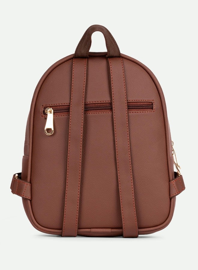 ZOUK حقيبة ظهر صغيرة من زوك مايرا | حقيبة ظهر أنيقة من الجلد النباتي للنساء ببطانة مقاومة للماء | حقيبة نهارية صغيرة مصنوعة يدويًا بسحاب ذهبي وأحزمة قابلة للتعديل | بهوج راباري - Image 4