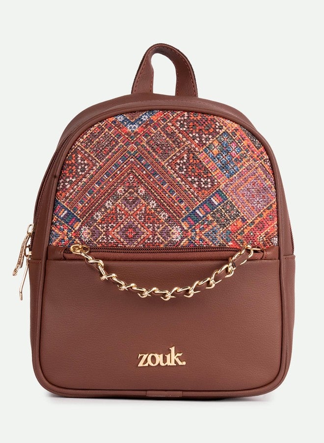 ZOUK حقيبة ظهر صغيرة من زوك مايرا | حقيبة ظهر أنيقة من الجلد النباتي للنساء ببطانة مقاومة للماء | حقيبة نهارية صغيرة مصنوعة يدويًا بسحاب ذهبي وأحزمة قابلة للتعديل | بهوج راباري - Image 3