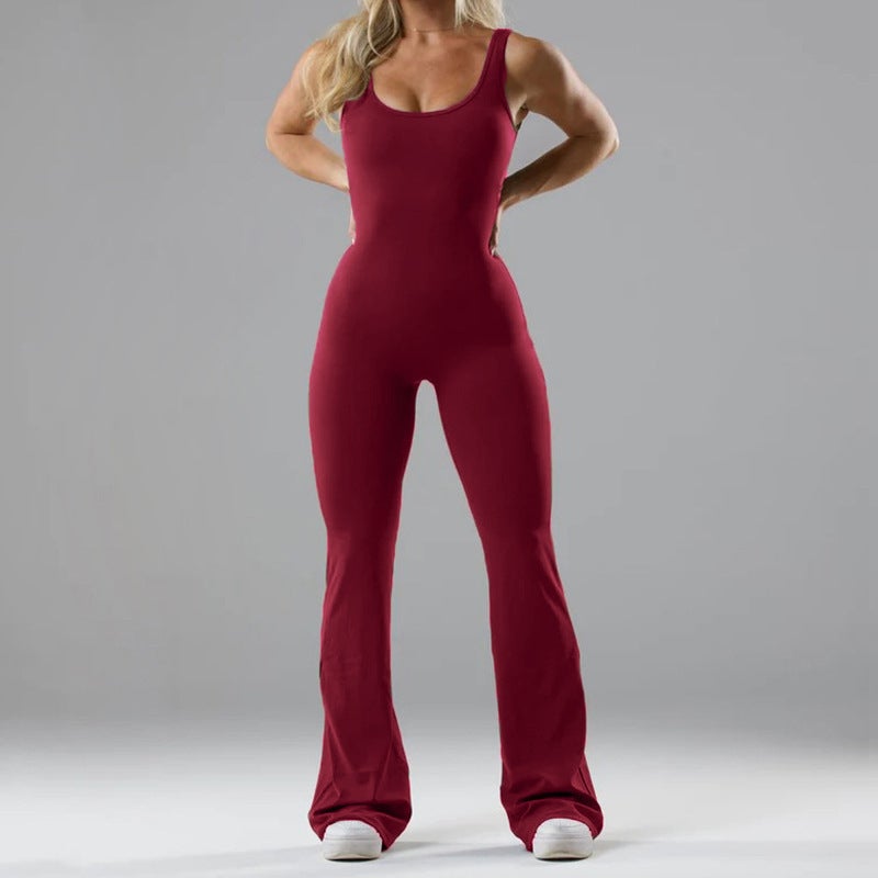 Fashion Tight Yoga Jumpsuit Casual Hollow Seamless Sports Slim Fit Slim Jumpsuit - Image 1