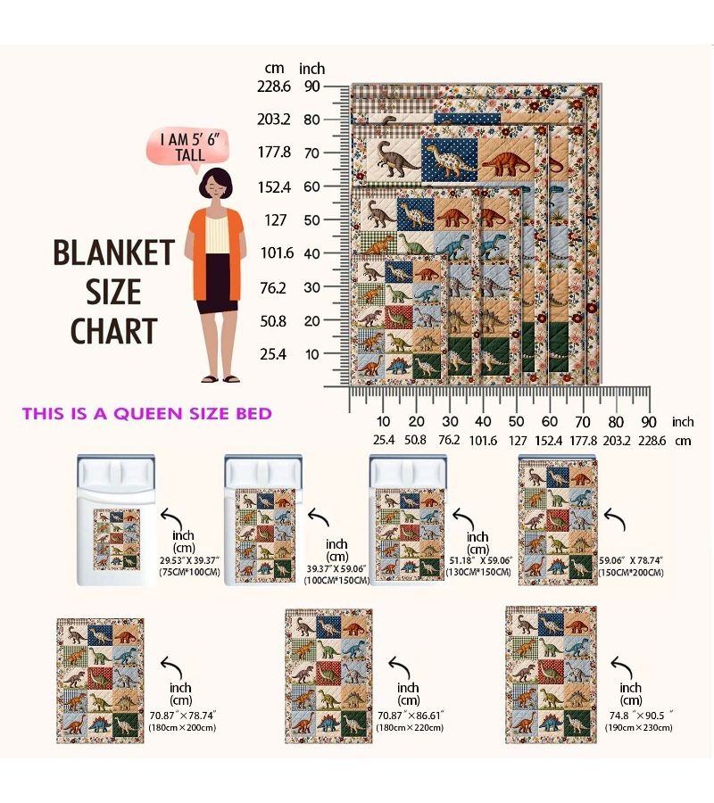 بطانية بوليكروم مبطنة مقاس 27.56 × 39.37 بوصة من الفلانيل على الطراز العتيق بقطع قماش متنوعة بتصميم ديناصور، بطانية كرتونية بأسلوب ريفي لمشاهير الديناصورات، للاسترخاء ولتزيين الأريكة المنزلية. - Image 4