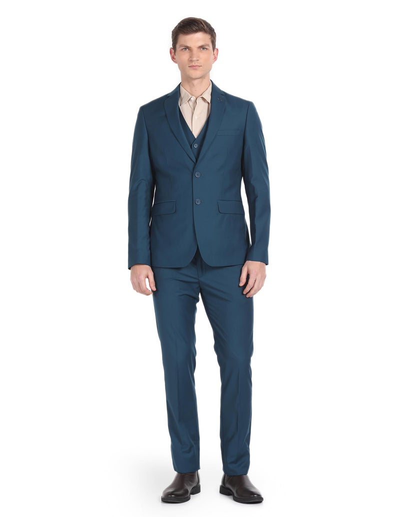 Arrow Solid Tailored Fit Three Piece Suit Teal - Image 1