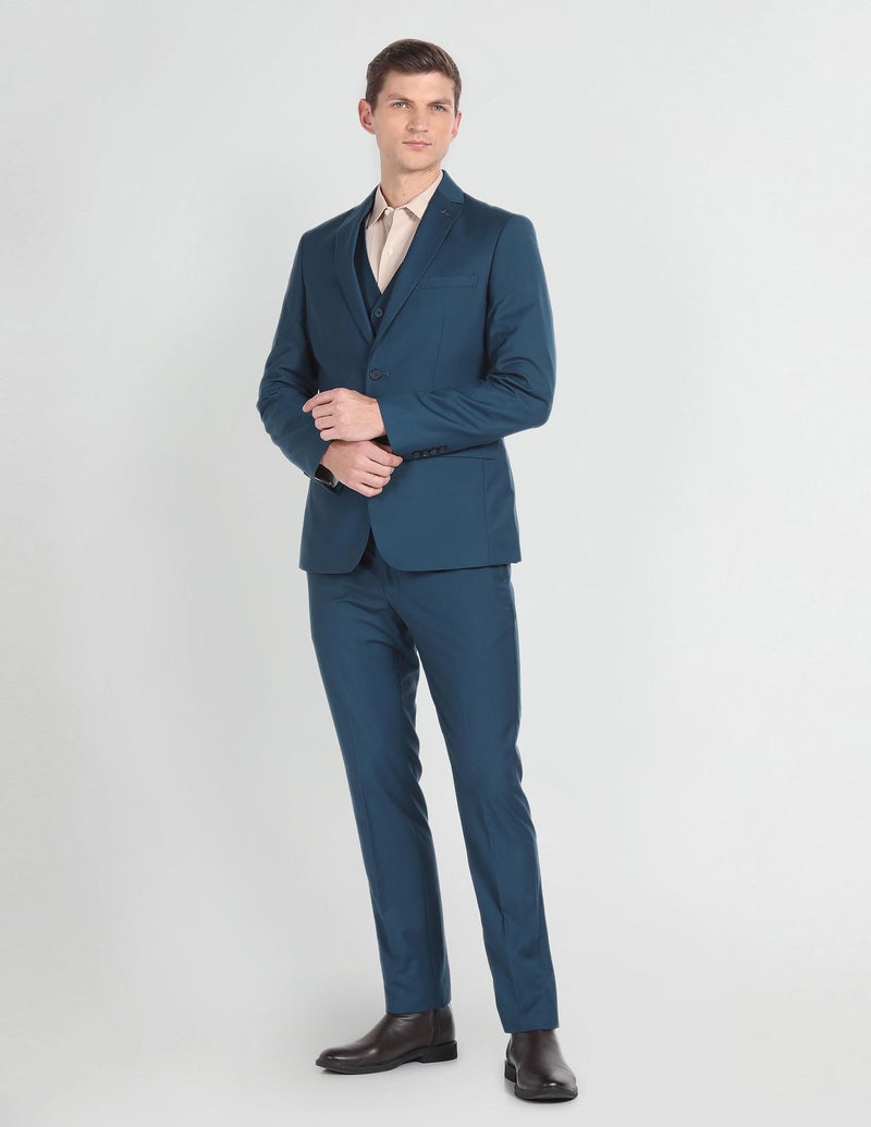 Arrow Solid Tailored Fit Three Piece Suit Teal - Image 5