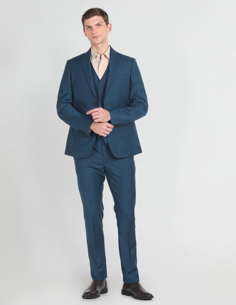 Arrow Solid Tailored Fit Three Piece Suit Teal - Image 4