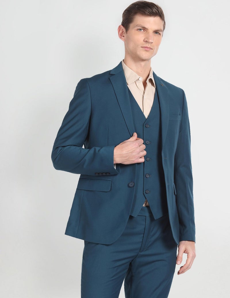 Arrow Solid Tailored Fit Three Piece Suit Teal - Image 2