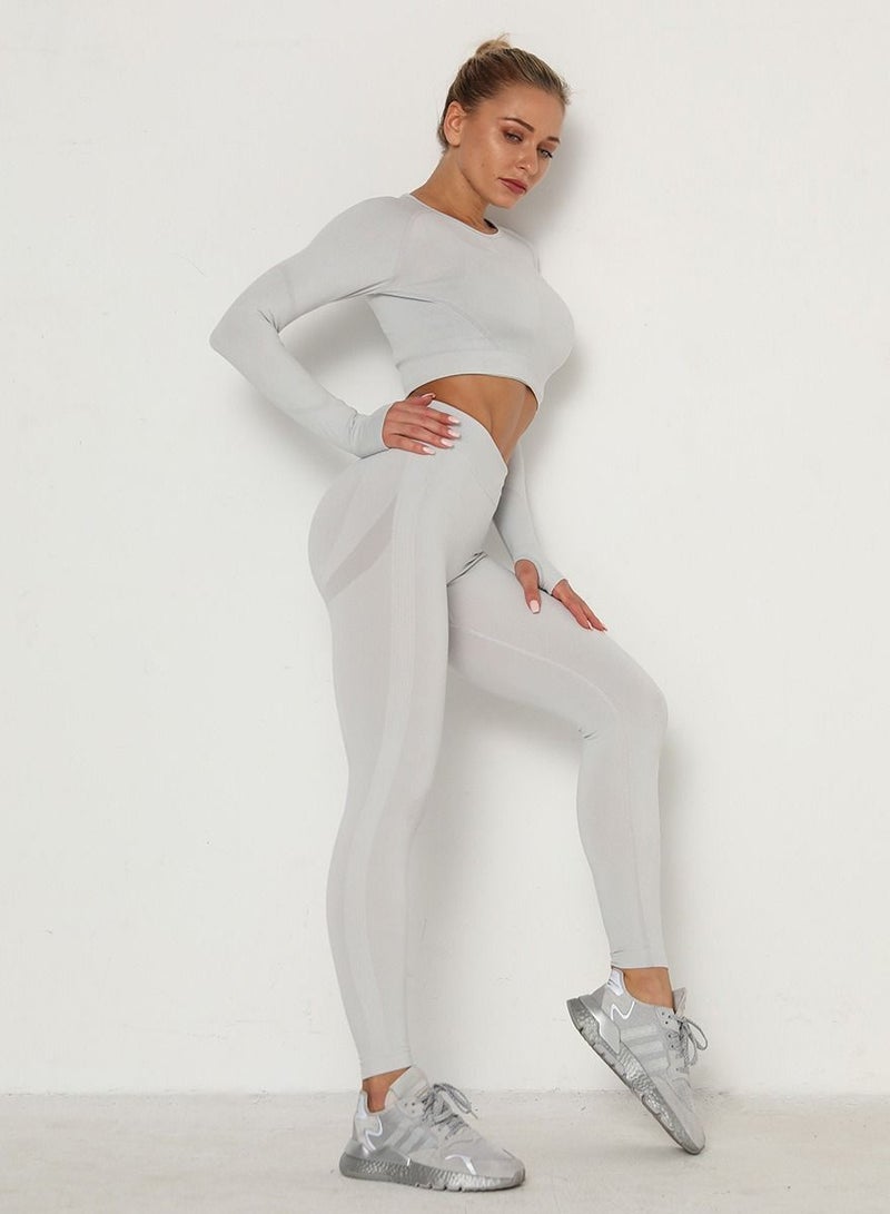 Loquat Yoga Tight Fitting Stretch Soft Sets Grey - Image 1