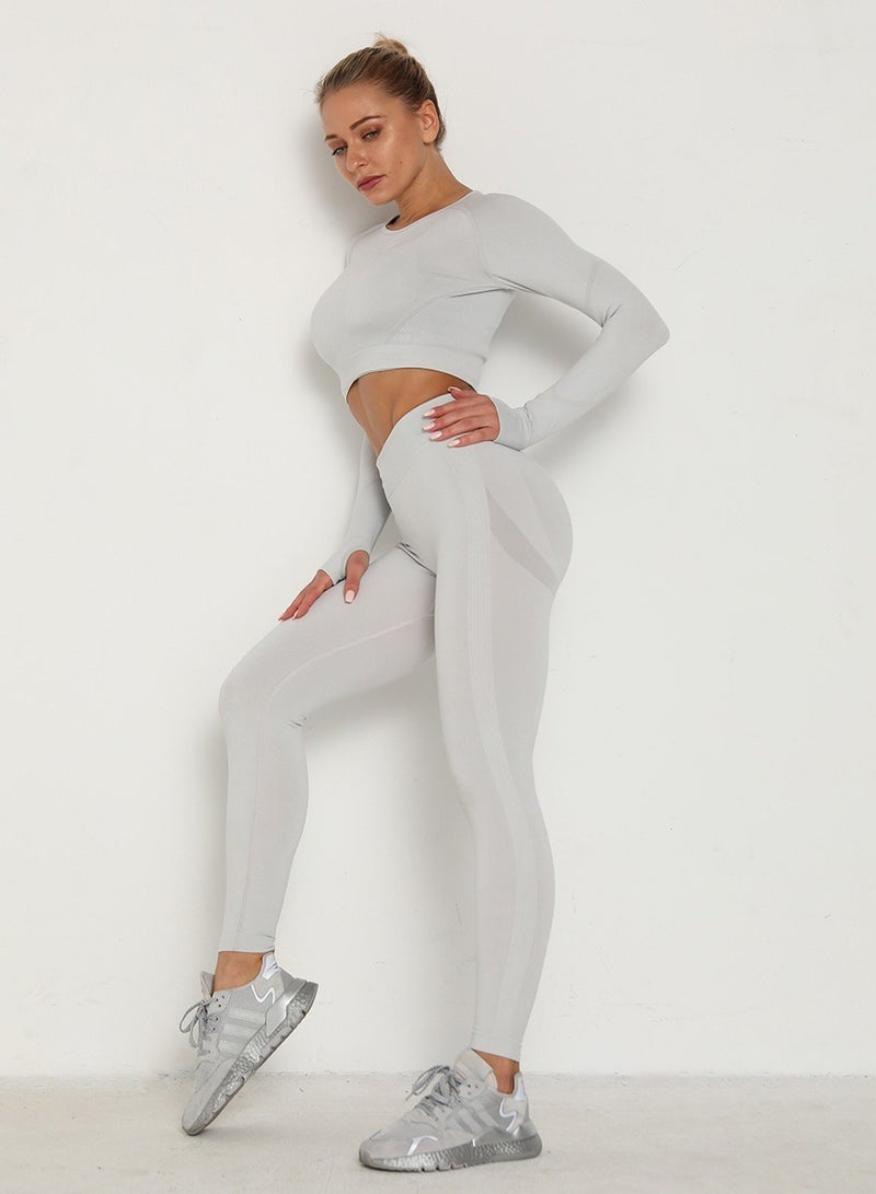 Loquat Yoga Tight Fitting Stretch Soft Sets Grey - Image 2