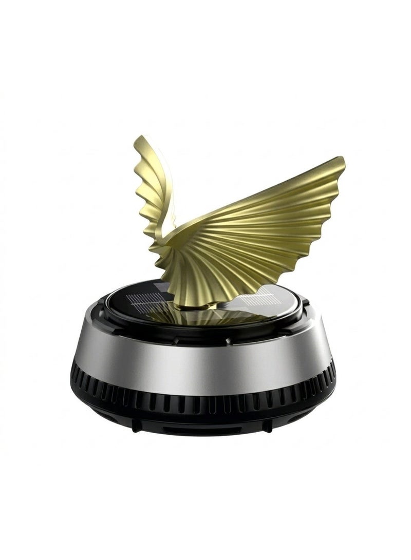 SolidX Solar Powered Rotating Golden Eagle Wing Car Air Freshener | Car Dashboard Interior Decoration with Perfume Liquid & Organic Fragrance I AF-HS-100-D56-S - Image 1