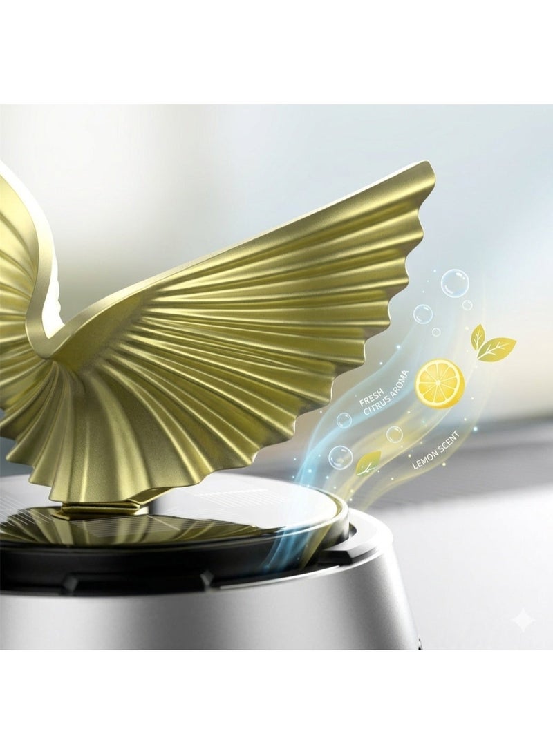SolidX Solar Powered Rotating Golden Eagle Wing Car Air Freshener | Car Dashboard Interior Decoration with Perfume Liquid & Organic Fragrance I AF-HS-100-D56-S - Image 2