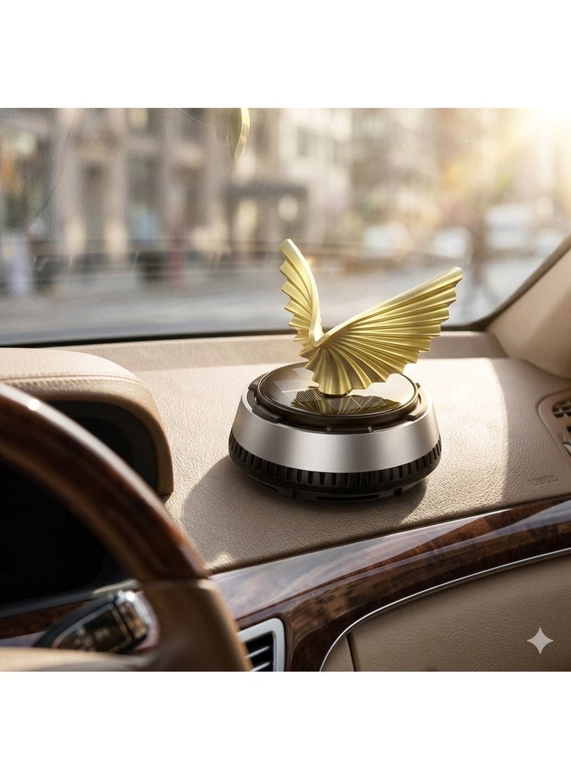 SolidX Solar Powered Rotating Golden Eagle Wing Car Air Freshener | Car Dashboard Interior Decoration with Perfume Liquid & Organic Fragrance I AF-HS-100-D56-S - Image 3