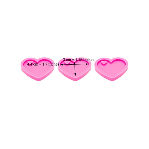 AMZTOART 3pc Super Shiny Mini Heart Resin Silicone Molds, Keychain Mould Crafts Epoxy Resin, Art DIY Charms Mold with 10PC Key Ring(DY0405+DY0405+DY0405) - Image 5