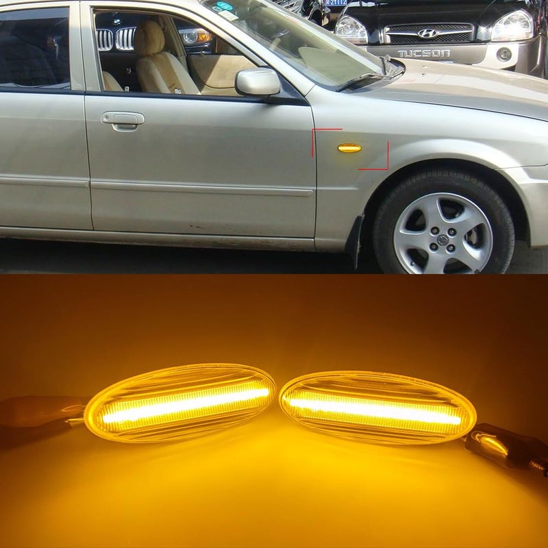 bakugo BAKUGO 2Pcs Dynamic LED Side Marker Light Blinker Turn Signal Lamp For Mazda 323 Family Protege Tribute MX-6 Astina Lantis-Clear||No Dynamic - Image 2