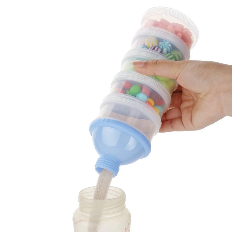 Accmor Formula Dispenser On The Go, 5 Compartments Stackable Formula Container for Travel, Baby Milk Powder Kids Snack Container, BPA Free - Image 5