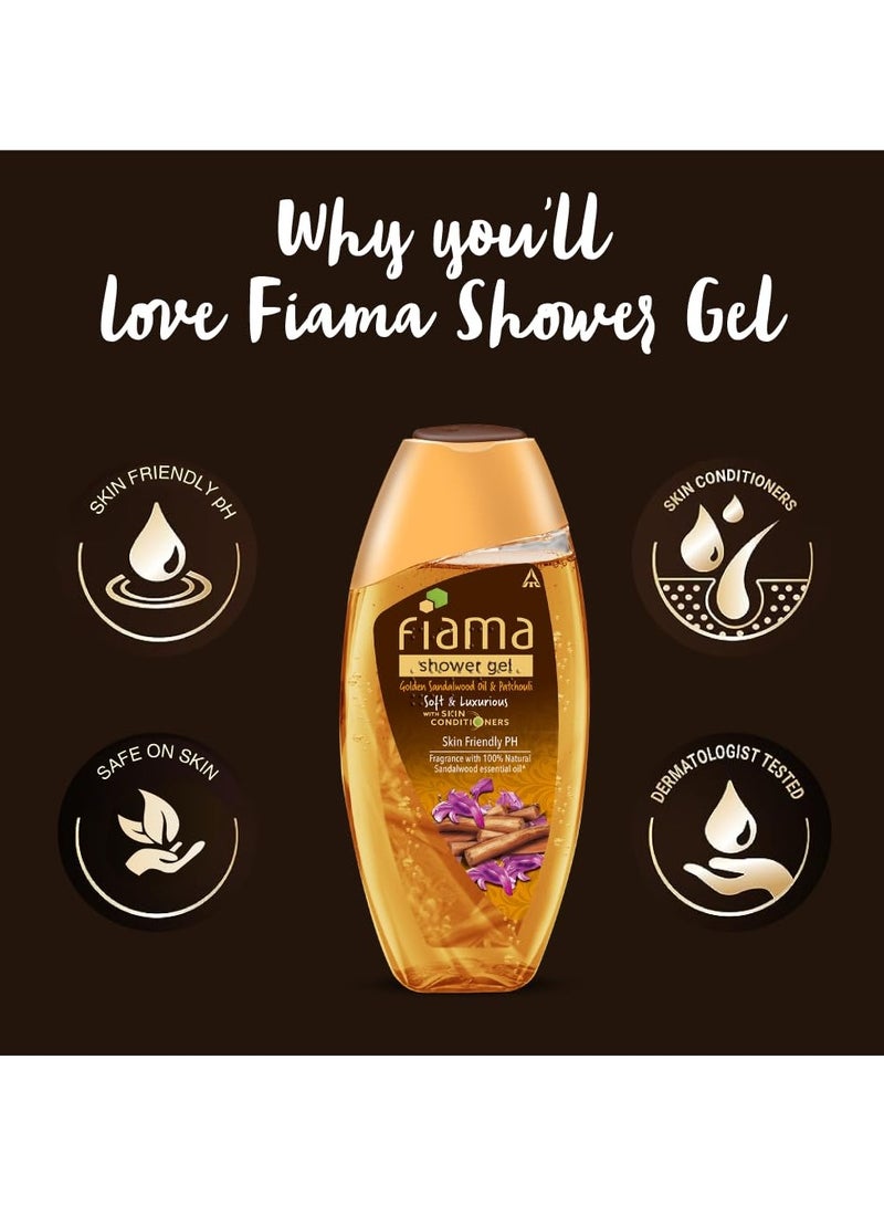 Fiama Body Wash Shower Gel Golden Sandalwood Oil and Patchouli, 250ml, Body Wash for Women & Men with Skin Conditioners for Soft and Luxurious Skin, Suitable for All Skin Types - Image 2