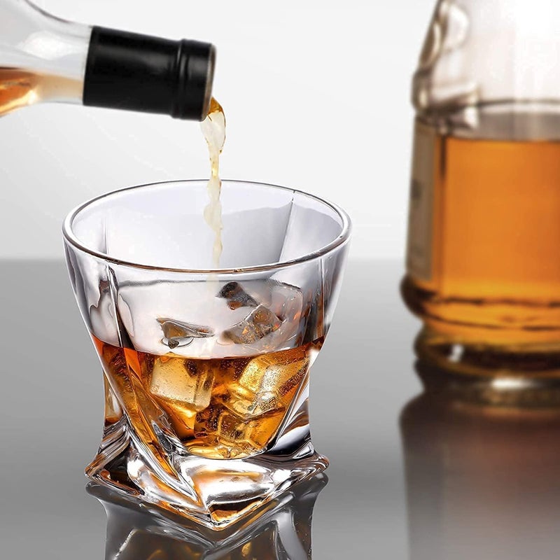 DEVKUVAR Italian Premium Old Fashioned Crystal Whiskey Glass Set 2 300ML Transparent Twist Whiskey 300ML  - Image 3