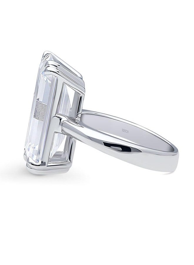 بيركيل خاتم خطوبة سوليتير من الفضة الإسترلينية من بيريكل، خاتم مميز للنساء، مرصع بحجر زركونيا مكعب بقطع الزمرد عيار 8.5 قيراط - Image 3