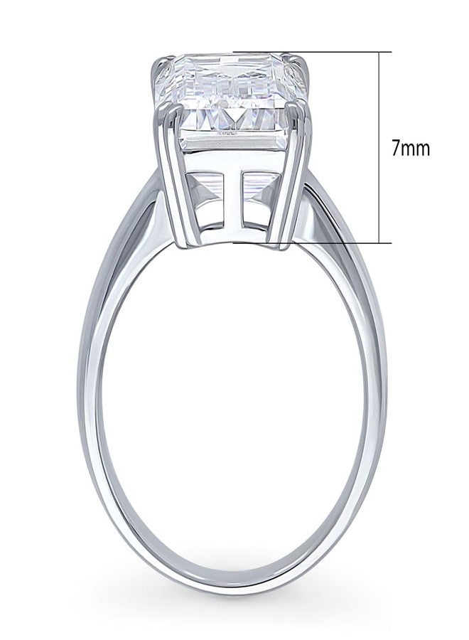 بيركيل خاتم خطوبة سوليتير من الفضة الإسترلينية من بيريكل، خاتم مميز للنساء، مرصع بحجر زركونيا مكعب بقطع الزمرد عيار 8.5 قيراط - Image 4