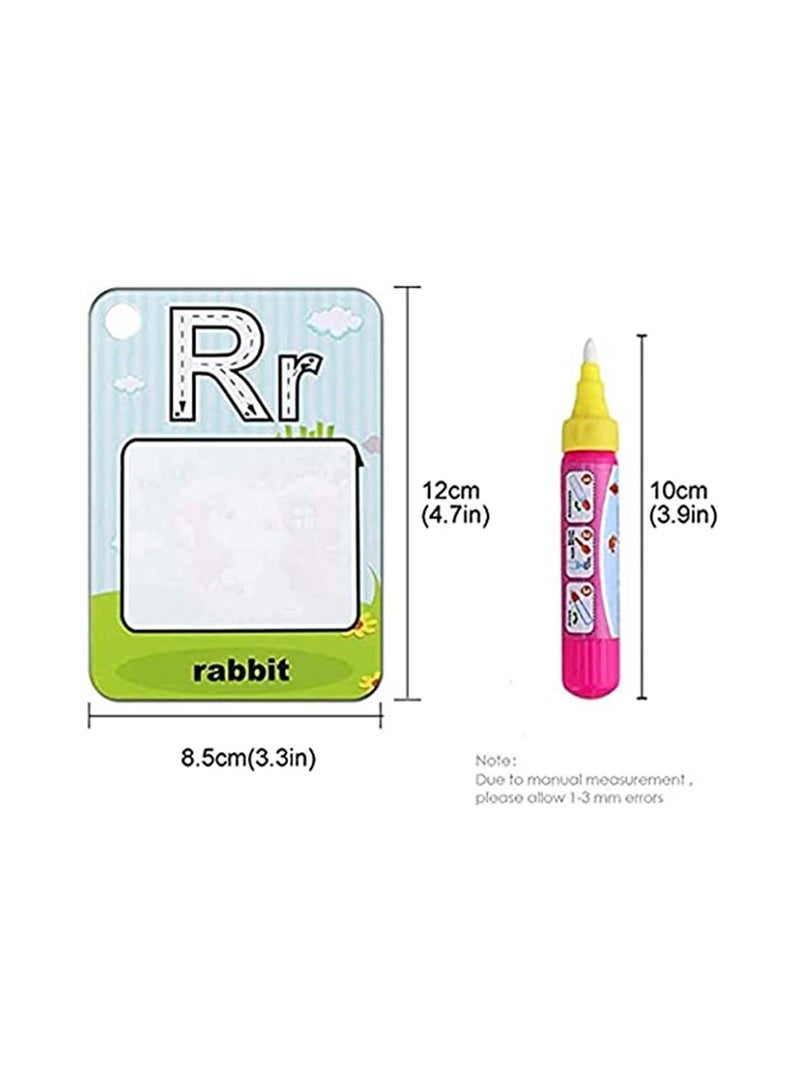 سيوسي بطاقات رسم للتعليم المبكر للأطفال، بطاقة رسم سحرية للرسم المائي، 26 حرفًا من الألف إلى الياء مع قلم سحري، أفضل لعبة تعليمية هدية للسفر للأطفال الصغار - Image 2
