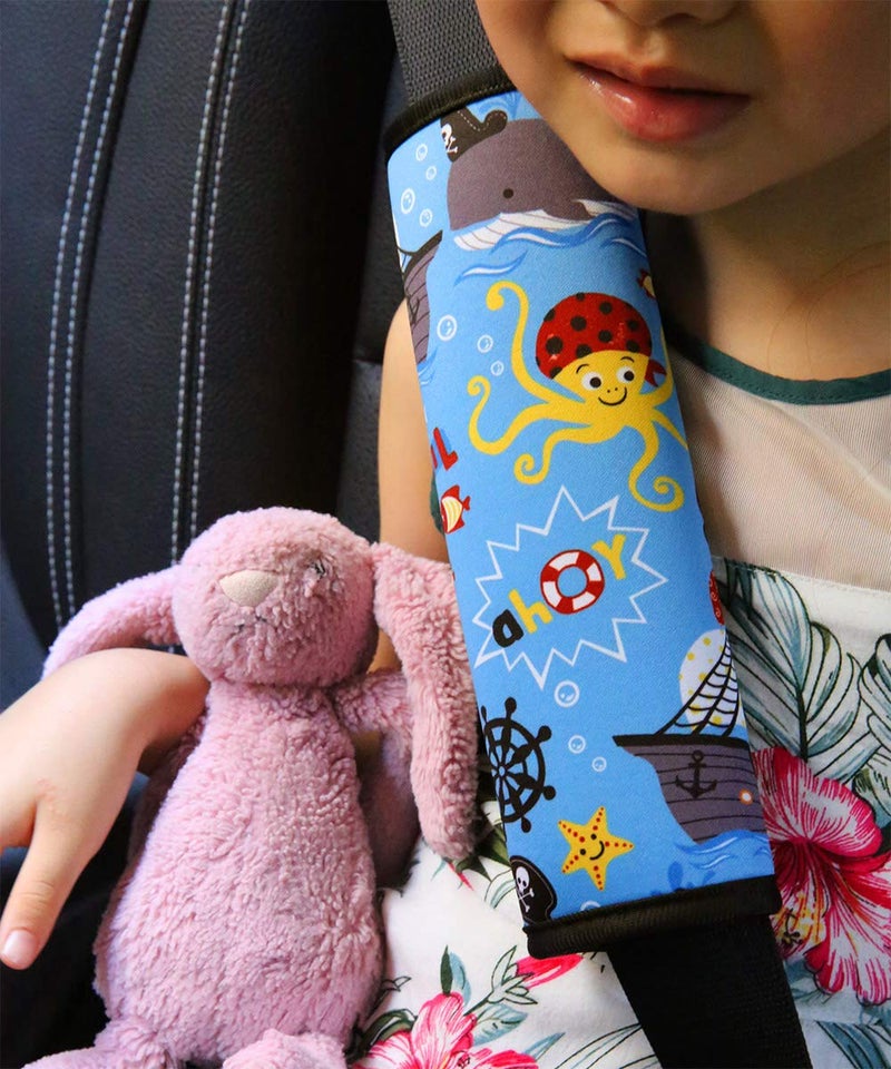 YR Seat Belt Cover for Kids, Soft Comfort Seat Belt Cushion for Children, Cute Cartoon Pattern Car Seat Belt Pads Cover for Girls and Boys, 1 Pack, Pirate - Image 2