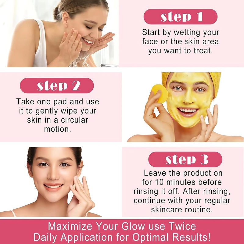 AVNISH Turmeric & Kojic Acid Face Cleansing Pads for Dark Spots, Skin Brightening & Acne Prevention with Vitamin C, Retinol, Used For Women & Men (All Skin Type) Makeup Remover (1 Pack-60 Wipes) - Image 3
