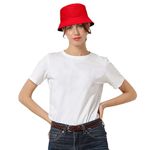 Falari Men Women Unisex Cotton Bucket Hat 100% Cotton Packable for Travel Fishing Hunting Summer Camp (S/M, Red) - Image 3