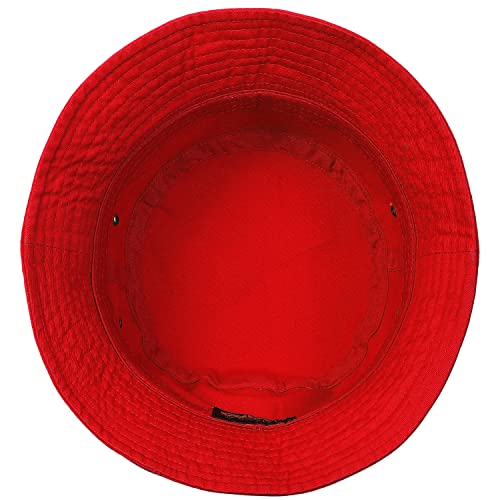 Falari Men Women Unisex Cotton Bucket Hat 100% Cotton Packable for Travel Fishing Hunting Summer Camp (S/M, Red) - Image 5