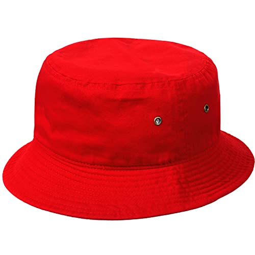 Falari Men Women Unisex Cotton Bucket Hat 100% Cotton Packable for Travel Fishing Hunting Summer Camp (S/M, Red) - Image 4