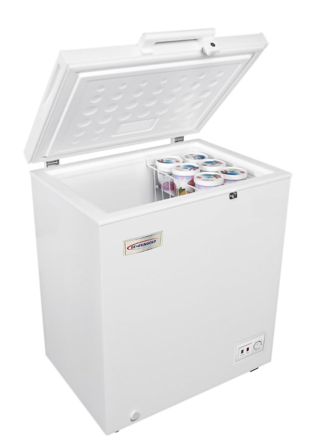GeneralGold - General Gold 145L Chest Freezer, White Deep Freezer with Defrost, LED Light, Lock & Key, Compact Energy-Efficient Storage Solution - Image 1