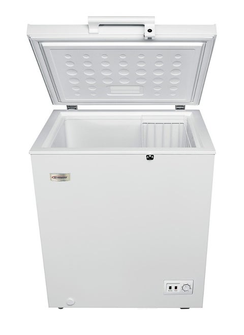 General Gold 145L Chest Freezer, White Deep Freezer with Defrost, LED Light, Lock & Key, Compact Energy-Efficient Storage Solution