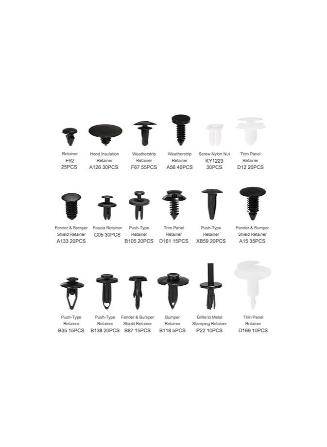 general car retainer clips & plastic fasteners kit auto fastener clips with clips removal tool 415pcs 18 sizes car push pin rivet trim clips panel moulding car accessories, LMTK7755-1TAM-CJZ-1 - Image 3