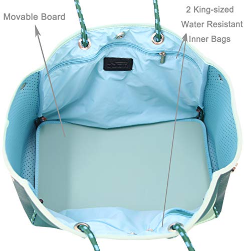 QOGiR Neoprene Multipurpose Beach Bag Tote with Inner Zipper Pocket (Fish, Large) - Image 4