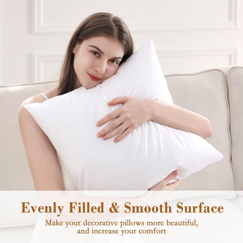 puredownÂ® 22x22 Pillow Inserts, 2 Pack Down Alternative Square Form Sham Stuffer, Fluffy Soft Decorative Pillows for Couch, Sofa, Bed and Home Decor - Image 4