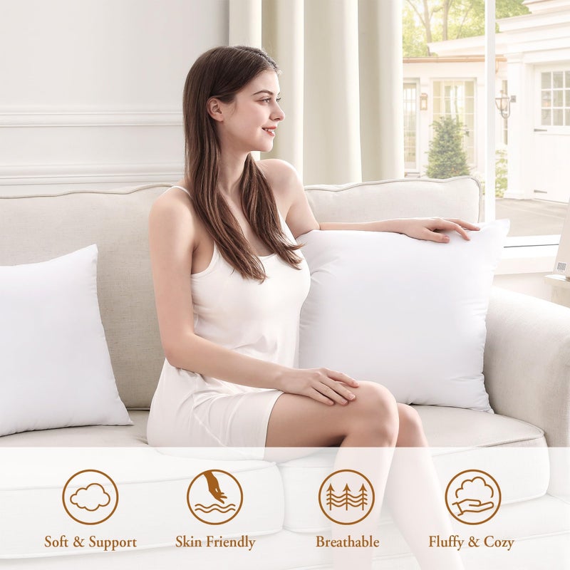 puredownÂ® 22x22 Pillow Inserts, 2 Pack Down Alternative Square Form Sham Stuffer, Fluffy Soft Decorative Pillows for Couch, Sofa, Bed and Home Decor - Image 5