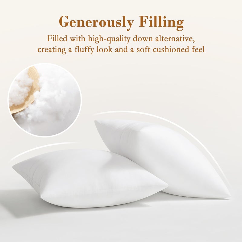 puredownÂ® 22x22 Pillow Inserts, 2 Pack Down Alternative Square Form Sham Stuffer, Fluffy Soft Decorative Pillows for Couch, Sofa, Bed and Home Decor - Image 2