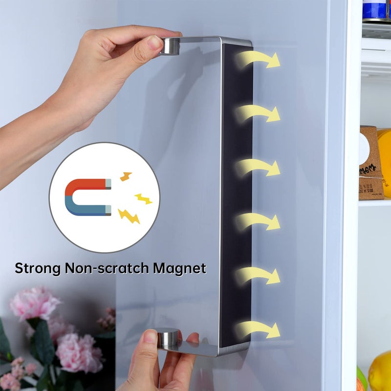 DELITON Magnetic Paper Towel Holder - Multifunctional Paper Towel Bar with Strong Magnetic Backing for Kitchen, Refrigerator, Grill Silver - Image 2