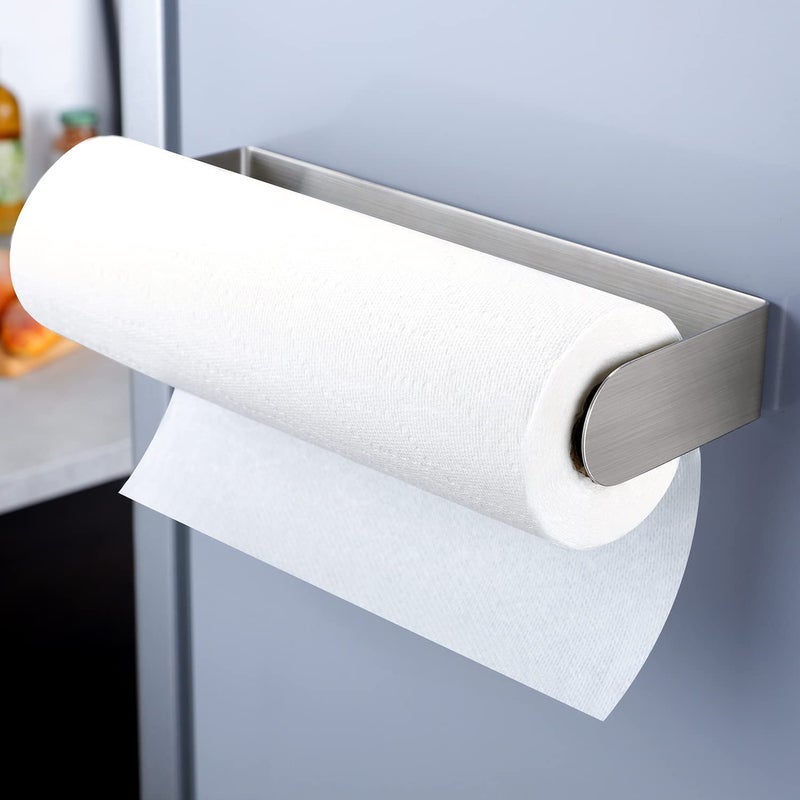 DELITON Magnetic Paper Towel Holder - Multifunctional Paper Towel Bar with Strong Magnetic Backing for Kitchen, Refrigerator, Grill Silver - Image 1