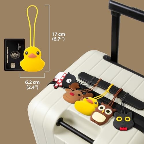 BONE Character Luggage Tag with Waterproof & Reusable Name Label Card, Silicone Bag Tag for Travel Suitcases & Backpacks, Cute Cartoon Animal ID Tag for School Kids & Adults (Miao Cat) - Image 2