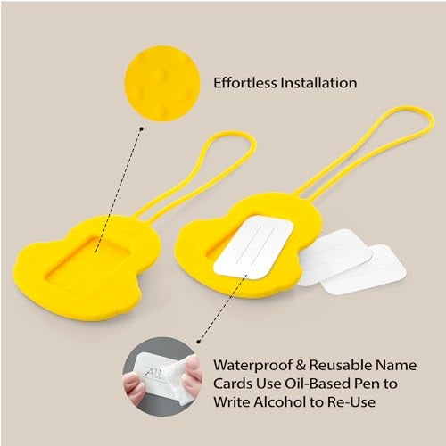 BONE Character Luggage Tag with Waterproof & Reusable Name Label Card, Silicone Bag Tag for Travel Suitcases & Backpacks, Cute Cartoon Animal ID Tag for School Kids & Adults (Miao Cat) - Image 5