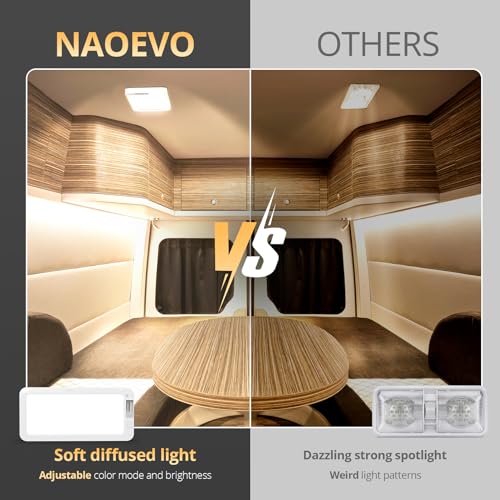 NAOEVO RV Lights Interior 2070LX, 1500LM RV LED Light Interior 12V, Camper Lights with 3 Color and Stepless Dimming, Energy-efficient Ceiling Light for Trailer Boat Car(8Pack, 2900-6500K) - Image 5