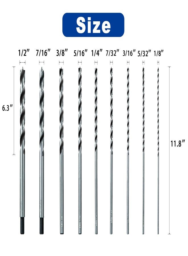 Sali 13PCS Brad Point Wood Drill Bit Set Carbon Steel Wood Drill Bit Set for Hardwood, Plywood, Plastic Round Holes in All Types of Wood Extra Long 11 Inch - Image 2